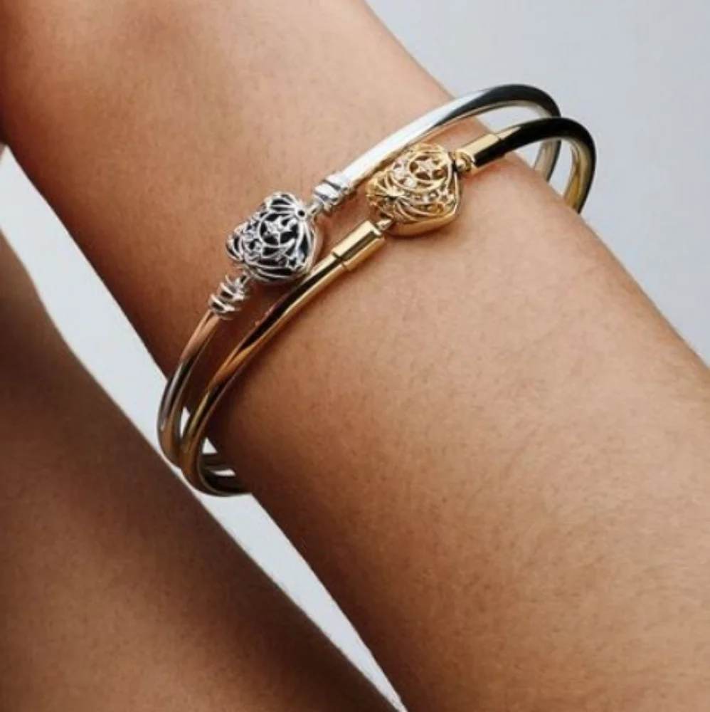 New Pandora Celestial Heart Clasp Bangle - Picture 6 of 10